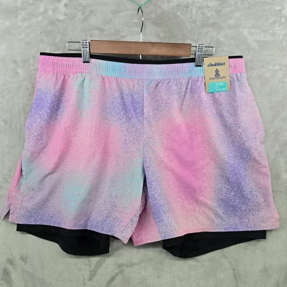 Chubbies The Vaporwaves Training Shorts Mens XXL Pink Purple 5.5" 2-in-1 Lined - Picture 1 of 10